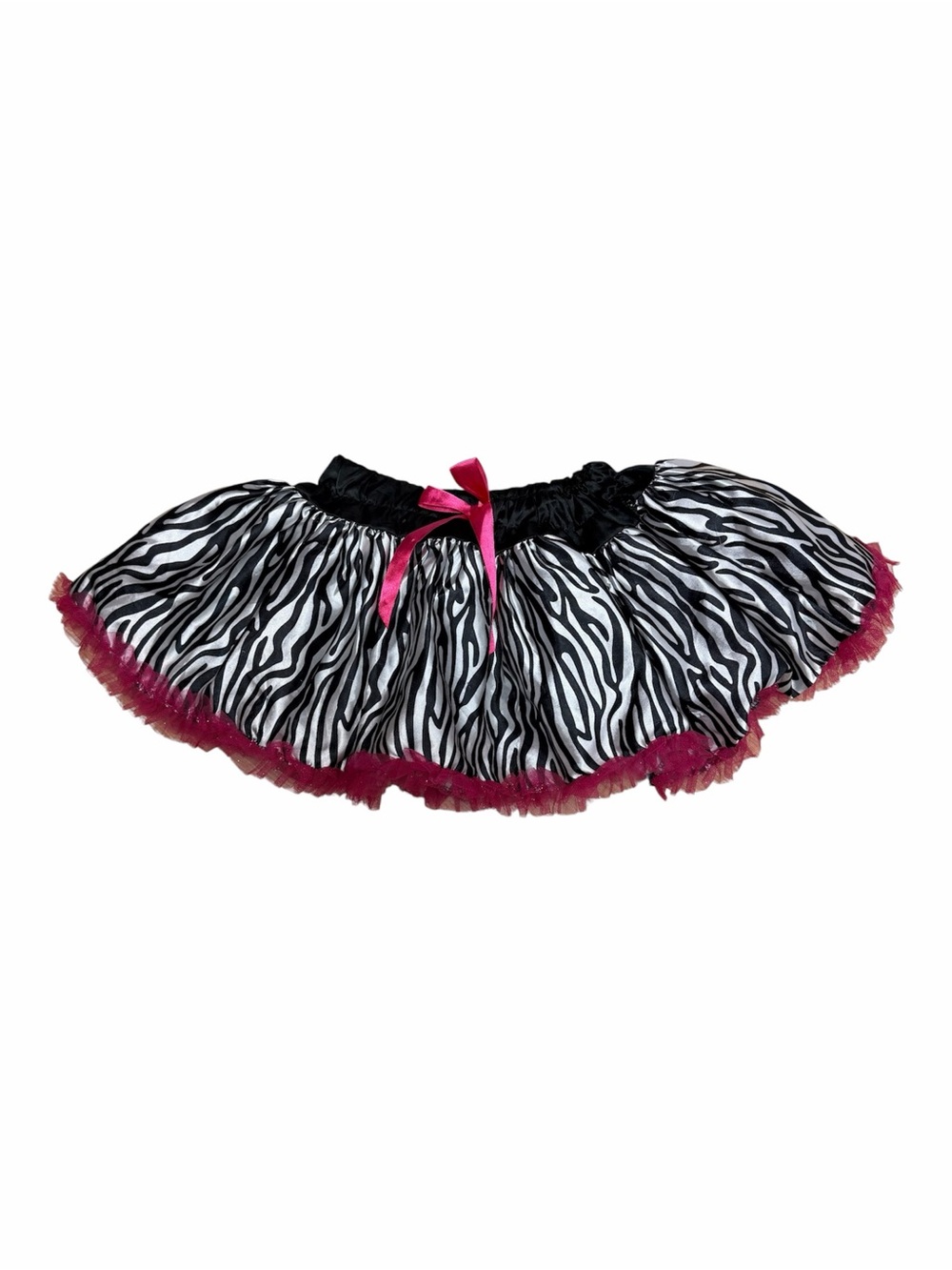 Little Stars Girls MC Black White Zebra Tutu Skirt Pink Ribbon Dance Costume
